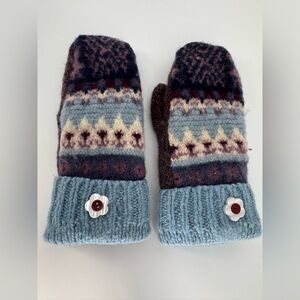 Handmade 100% Wool Mittens -Purple Baby Blue - Lined